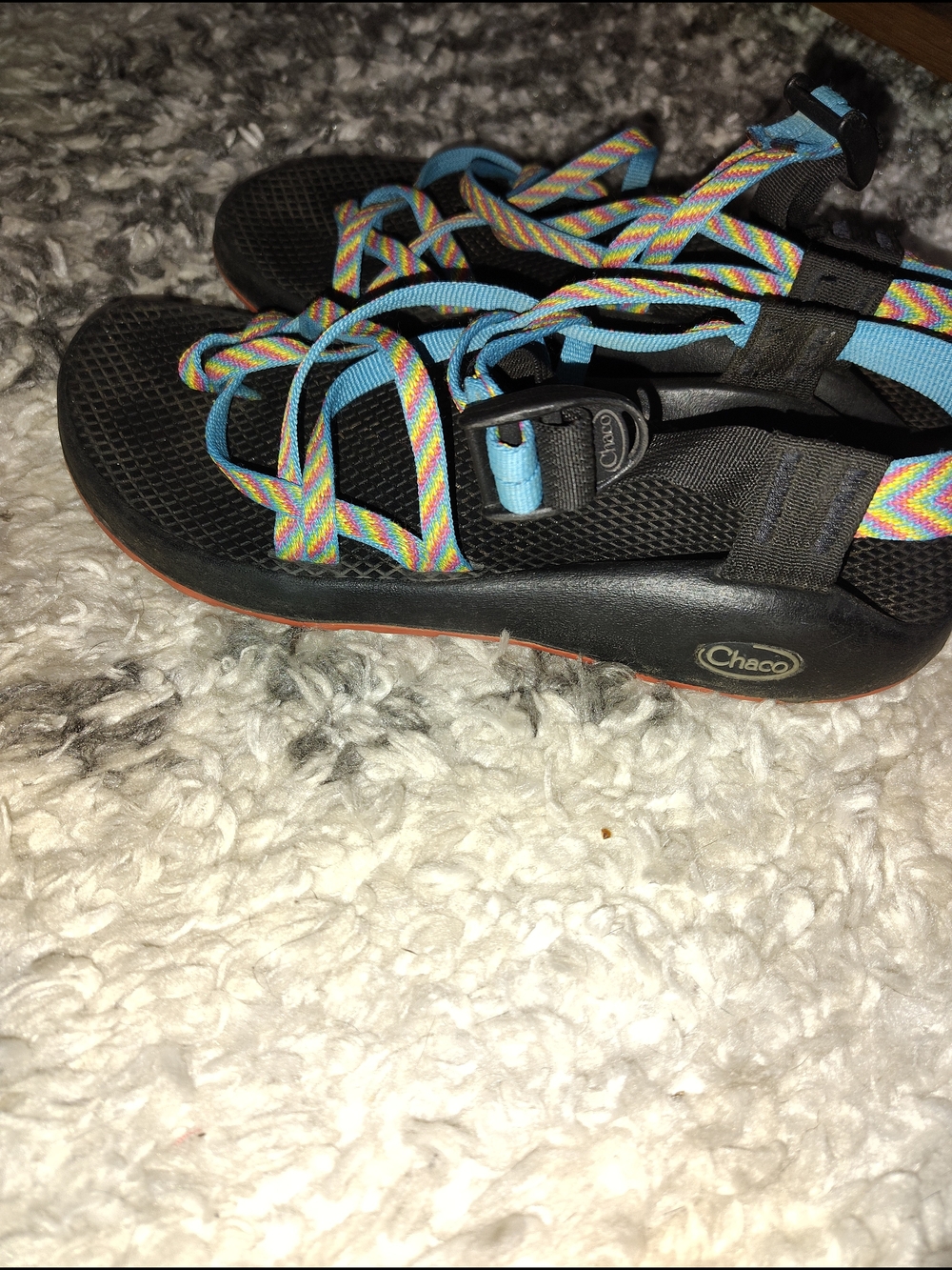 Chaco Women's Multicolor Strappy Sandals - Black Base with Blue Accents